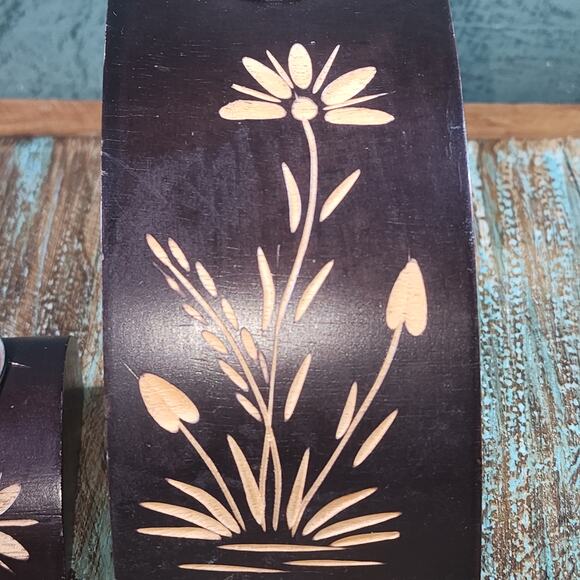 Boho Chic Wooden Floral Candle Holders Set/3 - Hand Carved Arch Tea Light Trio - Picture 5 of 10